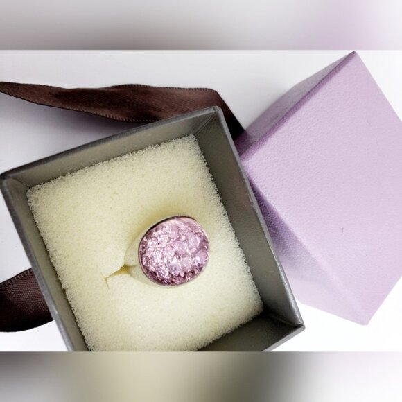Pink Pave Design Dome Ring 925 Sterling Silver - Picture 3 of 13